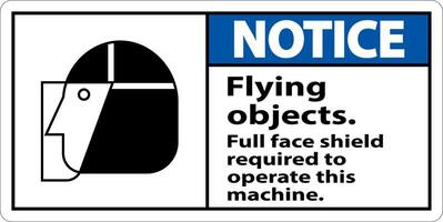 Notice Flying Object Face Shield Required Sign On White Background vector