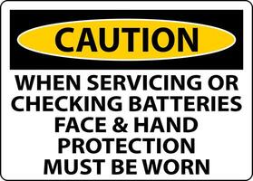 Caution When Servicing Batteries Sign On White Background vector