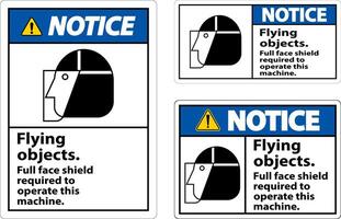 Notice Flying Object Face Shield Required Sign On White Background vector