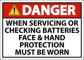 Danger When Servicing Batteries Sign On White Background vector