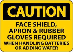 Caution When Handling Batteries Sign On White Background vector