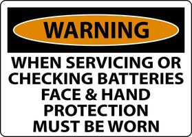 Warning When Servicing Batteries Sign On White Background vector