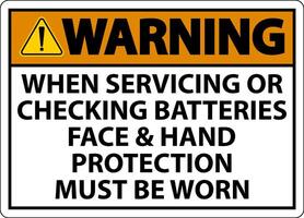 Warning When Servicing Batteries Sign On White Background vector