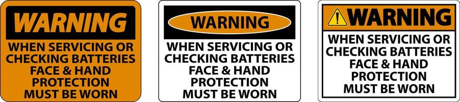 Warning When Servicing Batteries Sign On White Background vector