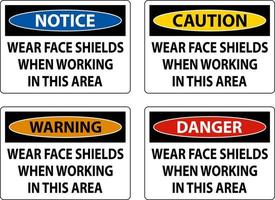 Wear Face Shields In This Area Sign On White Background vector