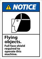 Notice Flying Object Face Shield Required Sign On White Background vector