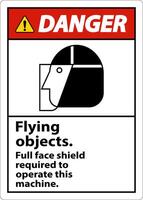 Danger Flying Object Face Shield Required Sign On White Background vector