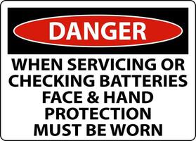 Danger When Servicing Batteries Sign On White Background vector