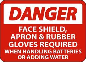 Danger When Handling Batteries Sign On White Background vector