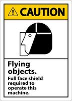 Caution Flying Object Face Shield Required Sign On White Background vector