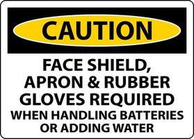 Caution When Handling Batteries Sign On White Background vector