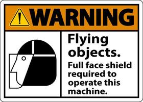 Warning Flying Object Face Shield Required Sign On White Background vector