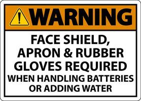 Warning When Handling Batteries Sign On White Background vector