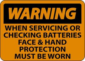 Warning When Servicing Batteries Sign On White Background vector