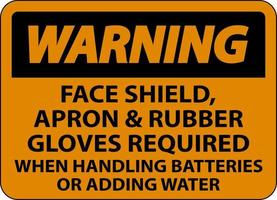 Warning When Handling Batteries Sign On White Background vector