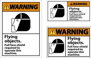 Warning Flying Object Face Shield Required Sign On White Background vector