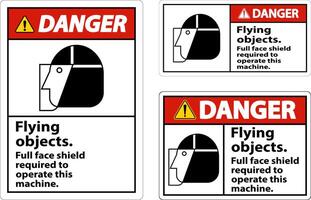 Danger Flying Object Face Shield Required Sign On White Background vector