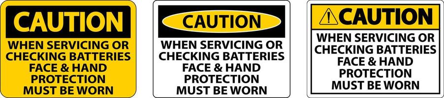 Caution When Servicing Batteries Sign On White Background vector