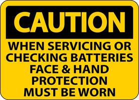 Caution When Servicing Batteries Sign On White Background vector