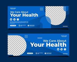 Health care horizontal banner template design vector