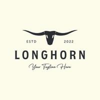 texas longhorn with vintage style logo vector icon design. western bull template illustration