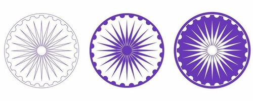Ashok chakra sign set isolated on white background.dharmahakra Symbol vector