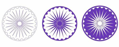 Ashok chakra sign set isolated on white background.dharmahakra Symbol vector