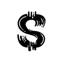 Dollar Sign. Dry Brush Grunge Lettering Imitation vector