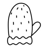 A winter mitten in the style of a doodle. Simple coloring. vector