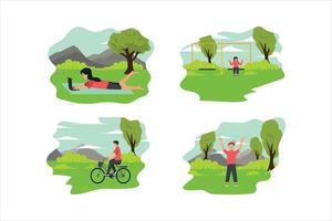 Weekend Activity Flat Bundle Design vector