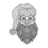 Santa head line art vector