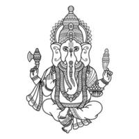 Ganesha line art vector