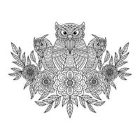 Owls line art vector