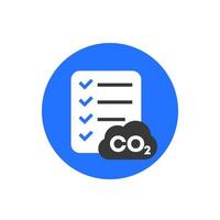 gas co2, icono de dióxido de carbono con una lista de verificación, vector plano