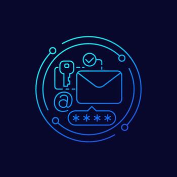 icono de correo electrónico con contraseña, vector de línea