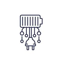 electric plug and a battery line icon vector