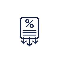 rate cut line icon on white vector