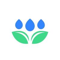 drops and green leaves vector icon