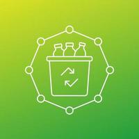 plastic bottles in recycle bin line icon vector