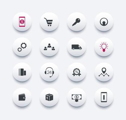 E-commerce, online shopping icons, trendy pictograms for web design