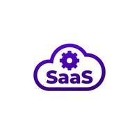 SaaS icon with a cloud and gear vector