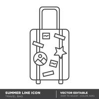 Travel Bag Line Icon. Travel Bag Sign. Isolated Symbol Illustration vector