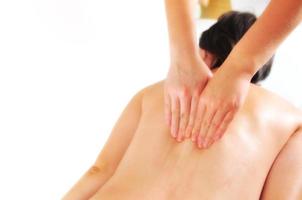 back massage at the spa and wellness center photo