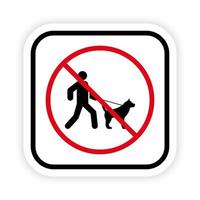 no caminar con correa perro doméstico cachorro prohibición icono de silueta negra. hombre camina con pictograma de perro. prohibir a la persona caminante con el símbolo de perro mascota mamífero. ilustración vectorial aislada. vector