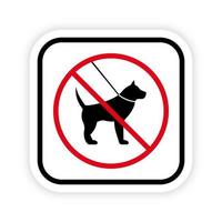 No Walking with Leash Domestic Dog Puppy Ban Black Silhouette Icon. Walk Animal Pet Forbidden Pictogram. Prohibit Labrador Big Dog Red Stop Symbol. Warning No Pet Sign. Isolated Vector Illustration.