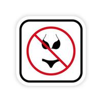 Nude Beach Sign. Ban Female Two Piece Swimsuit Black Silhouette Icon. Forbidden Women Bikini and Bra Pictogram. Underwear Red Stop Circle Symbol. Swimwear Prohibited. Isolated Vector Illustration.