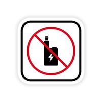 icono de silueta negra de cigarrillo electrónico prohibido. prohibido vapear. deje de fumar vaporizador símbolo de parada roja. prohibir el pictograma de vape líquido. señal de advertencia de no vape. ilustración vectorial aislada. vector