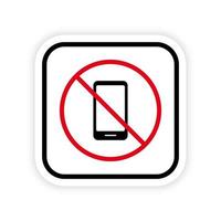 no hay icono de prohibición de silueta negra de smartphone. pictograma prohibido de teléfono móvil. no use el símbolo de parada roja del teléfono móvil. señal de teléfono inteligente no permitida. teléfono celular prohibido. ilustración vectorial aislada. vector