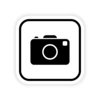 Photo Camera Black Silhouette Icon. Digital Simple Photography Flash Glyph Pictogram. Camera Capture Frame Picture Flat Symbol. Photo Web Button Modern Design. Isolated Vector Illustration.