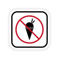 Ban Entry with Ice Cream in Waffle Cone Rule Black Silhouette Icon. Forbid Sundae Pictogram. No Allowed Ice Cream Information Sign. Restricted Eat Food Zone Red Symbol. Isolated Vector Illustration.